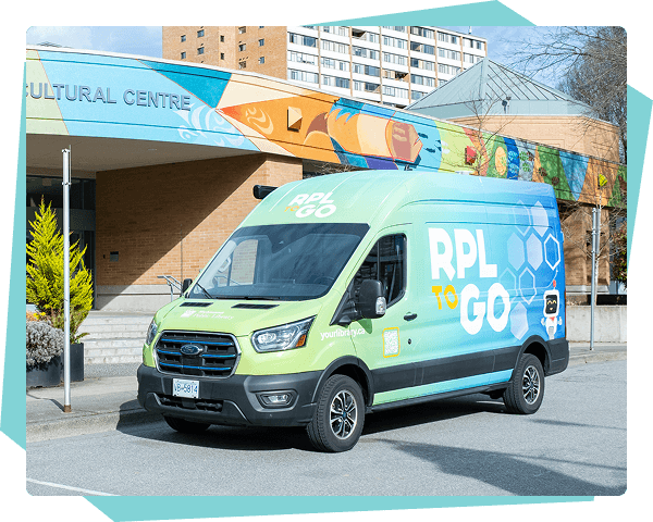 RPL to go Van parked outside the library entrance